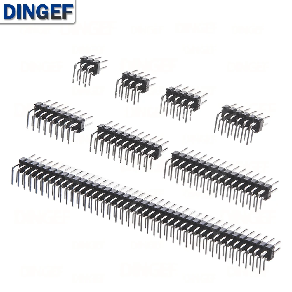 10PCS 90 Degree 2.54mm 2X3/4/5/6/8/10/12/15/40P Double Row Curved Needle Pin Header Connector IC Electronic components
