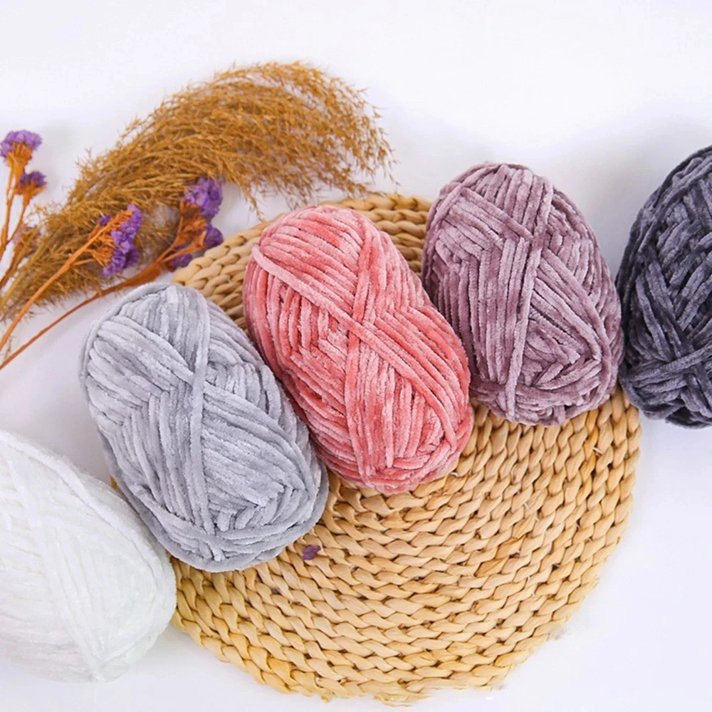 1Pc 80M Chenille Velvet Yarn Thick Knitted Crochet Velvet Super Soft Wool Soft Baby Blanket Suitable for DIY Hat Scarves