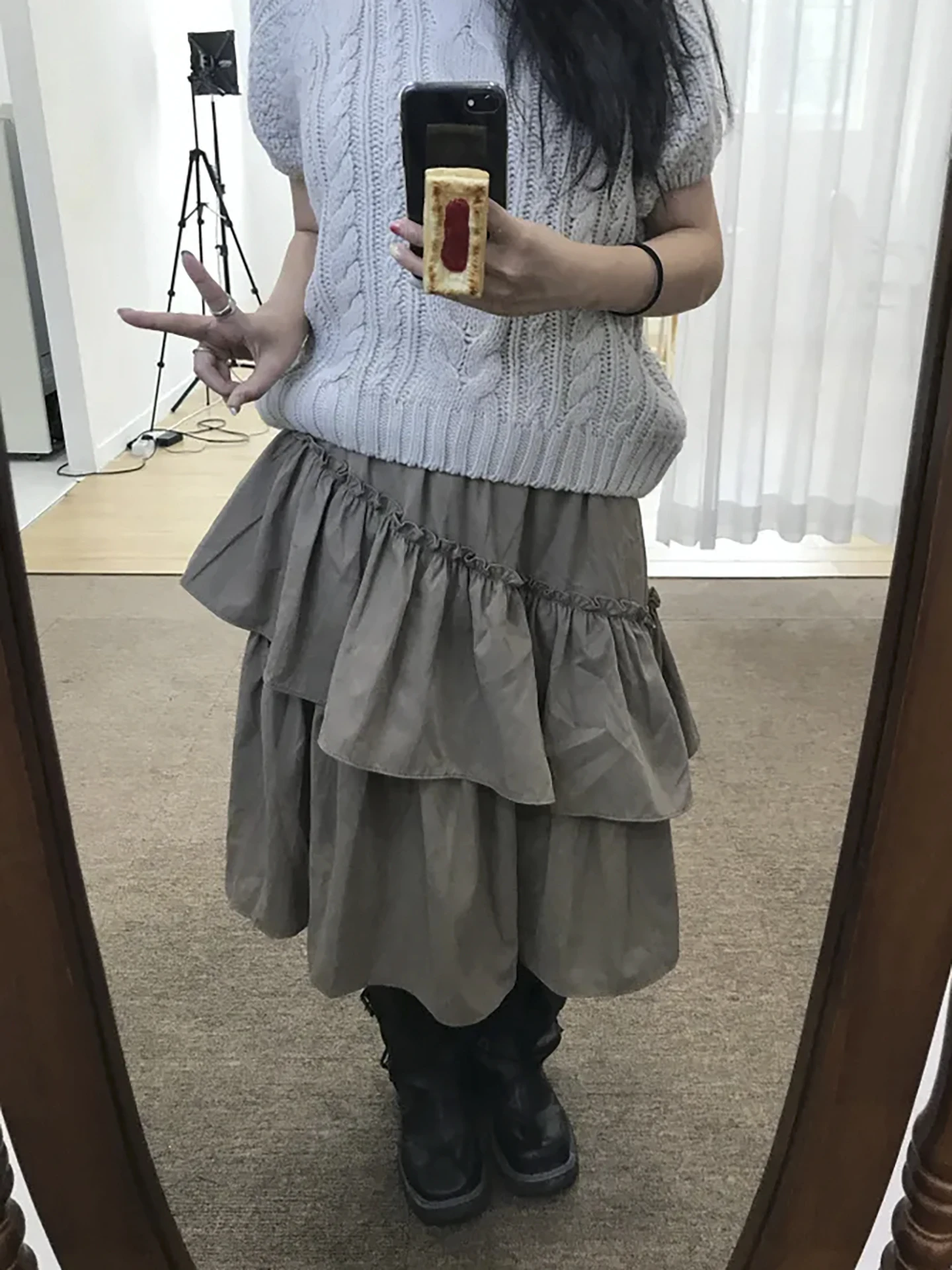 

Юбка-миди с асимметричным подолом, женская милая плиссированная юбка трапециевидной формы с низкой талией из полиэфирного волокна, весна 2026