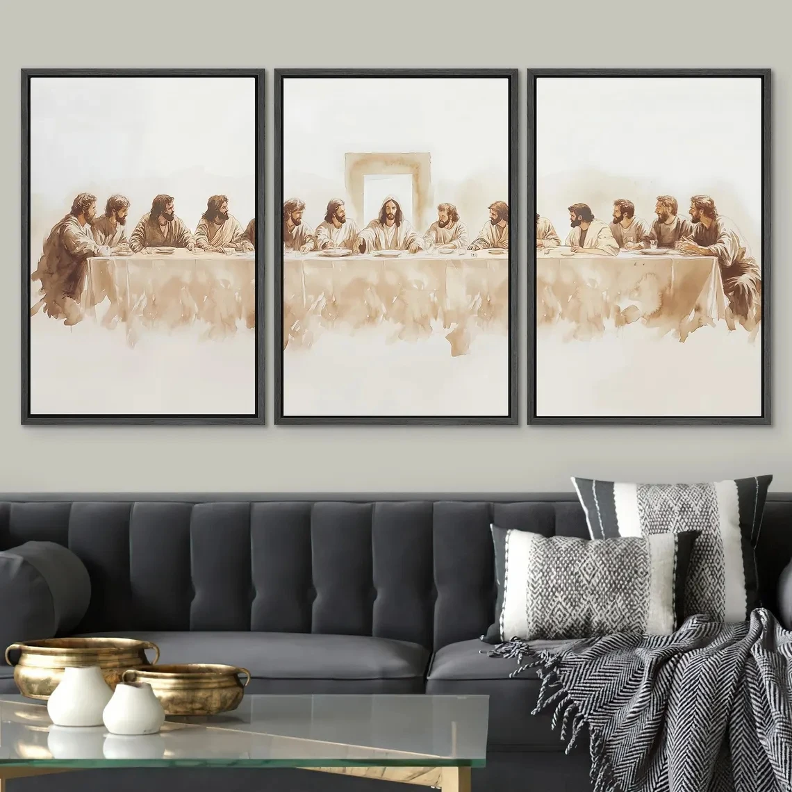 3pcs frameless Canvas Painting Modern The Last Supper Art Poster Minimalist Modern Vintage Wall Art Print Canvas Painting Poster