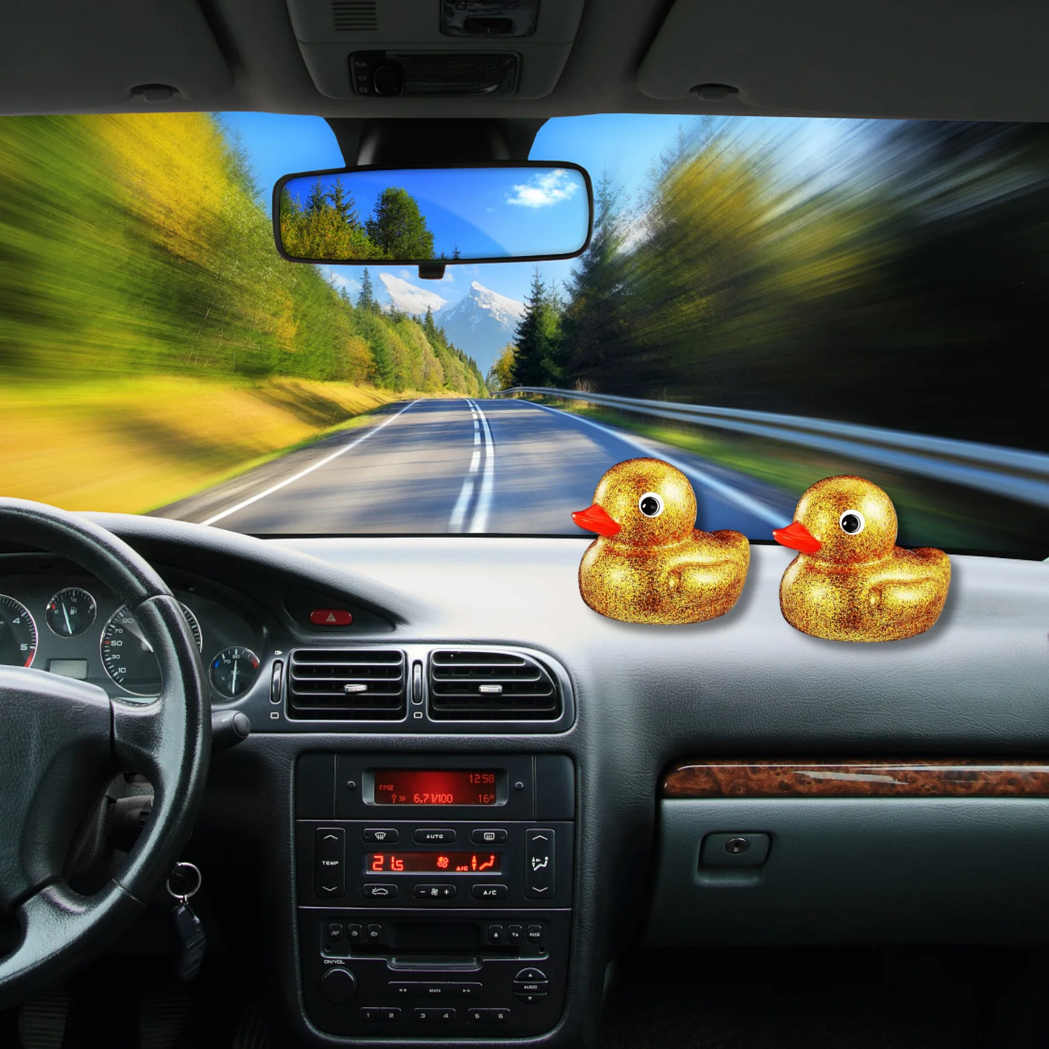 بطة مطاطية لامعة ذهبية مقاس 6 بوصات - زخارف لوحة القيادة ذات البطة المتضخم