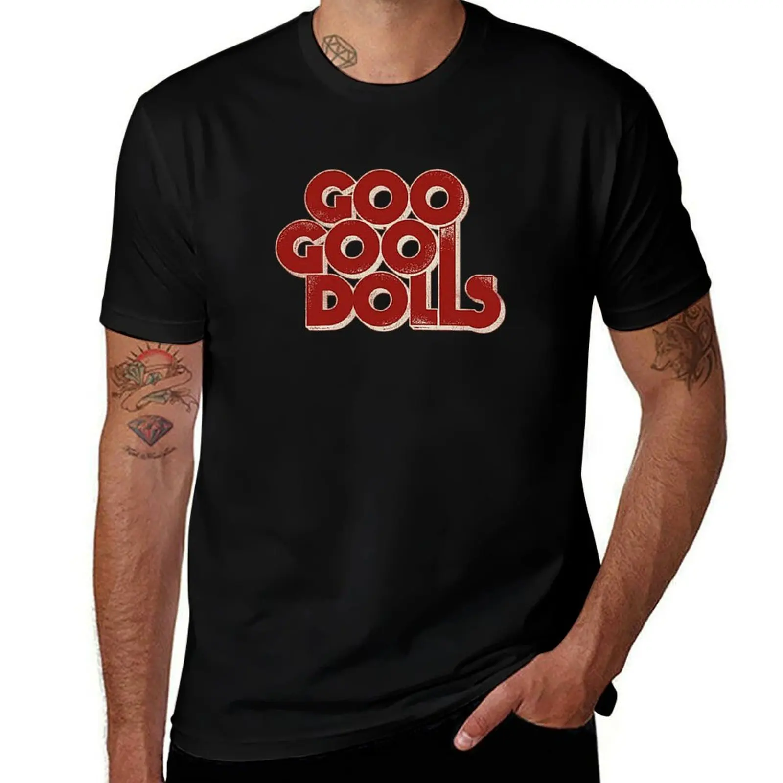 

blackwhitereddesign goo goo dolls logo band T-Shirt man t shirts for men casual t shirts for man pack white T-shirt