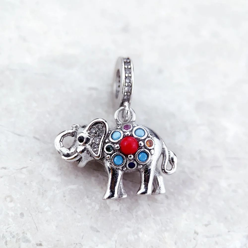 Hot 925 Sterling Silver Indian Elephant Charm Pendants Brand New Vintage Lucky Gift for Women Men Jewelry