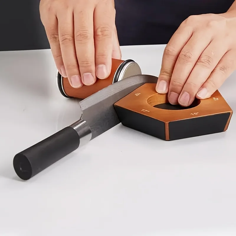 5 Angle Rolling Knife Sharpener 12/15/18/20/22° Knives Sharpeners Magnet Base Wooden Accessory Diamond Grit 240-10000# Kitchen view 4