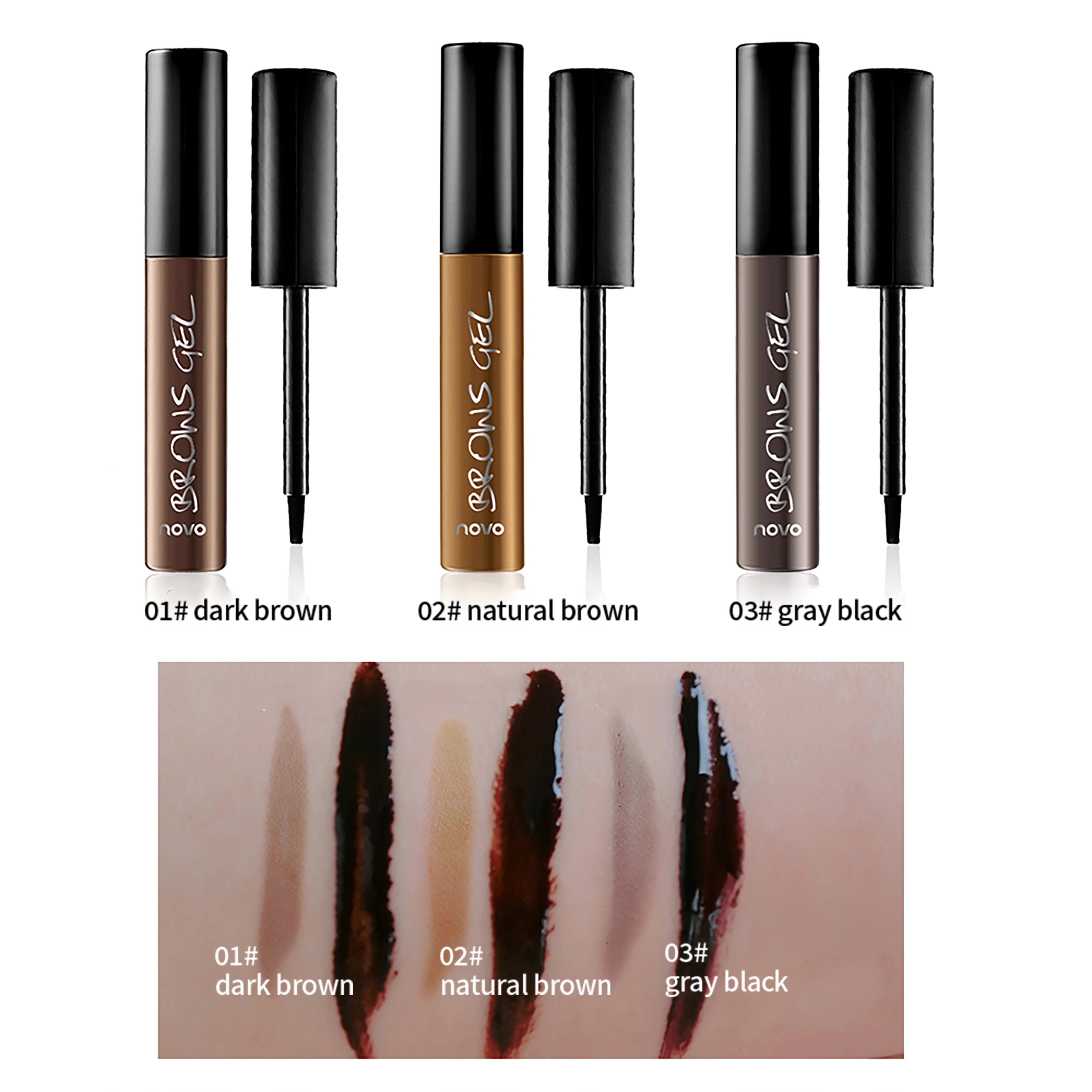 NOVOWasserfeste und schweißbeständige, abziehbare Formel für wischfeste, langlebige Brauen. Mühelose Augenbrauenanwendung.