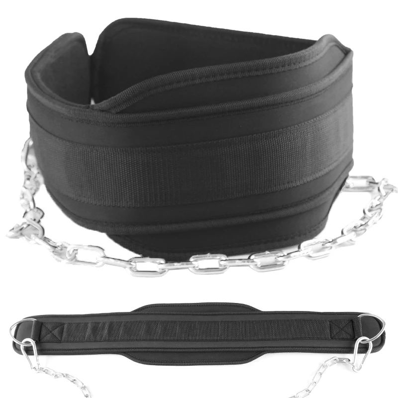Ceinture épaisse avec chaîne pour tractions, ceintures d'entraînement d'haltérophilie, supports de taille pour entraînements de musculation et de musculation