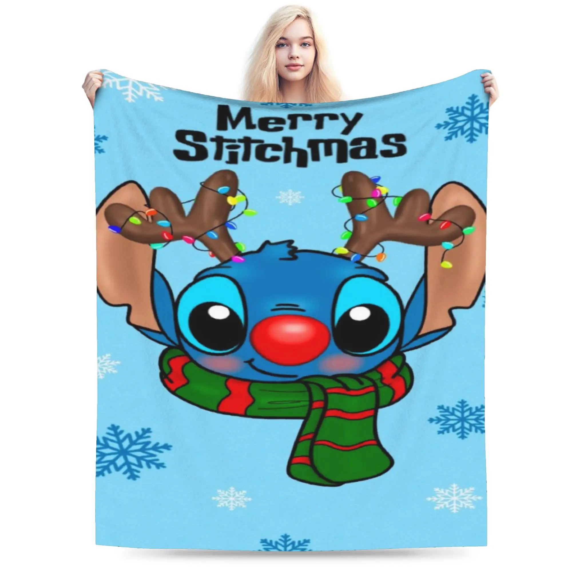 

stitchs christmas winter snow santa Blanket Super Soft Flannel Comfort Present Throw Blankets Rug Piece
