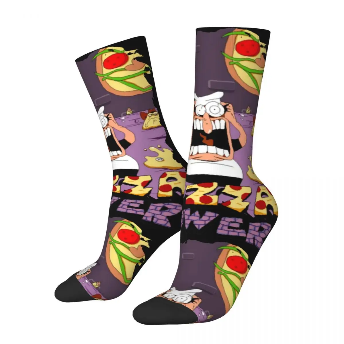 

Retro Men's Women's Pizza Tower Games Socks Peppino Spaghetti Accessories Middle Tube Socks Cute Best Gift Idea