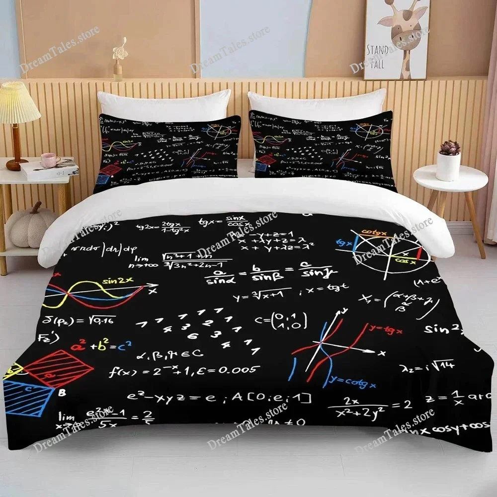 Mathematical Calculation Formula Bedding Set for Adults Bed Linen Design Bedclothes Luxury Luxury Gifts Black White Duvet Cover