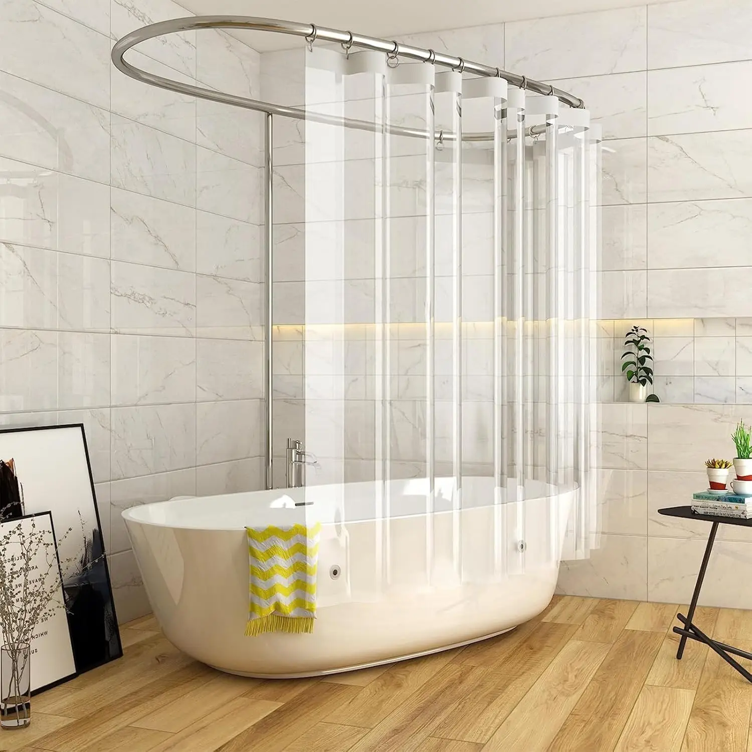 1 Stück transparente Duschvorhang-Einlage mit unteren Magneten und Metallösen – leichter Badezimmer-Vorhang aus Kunststoff, Badvorhang-Dekor – Detail 3