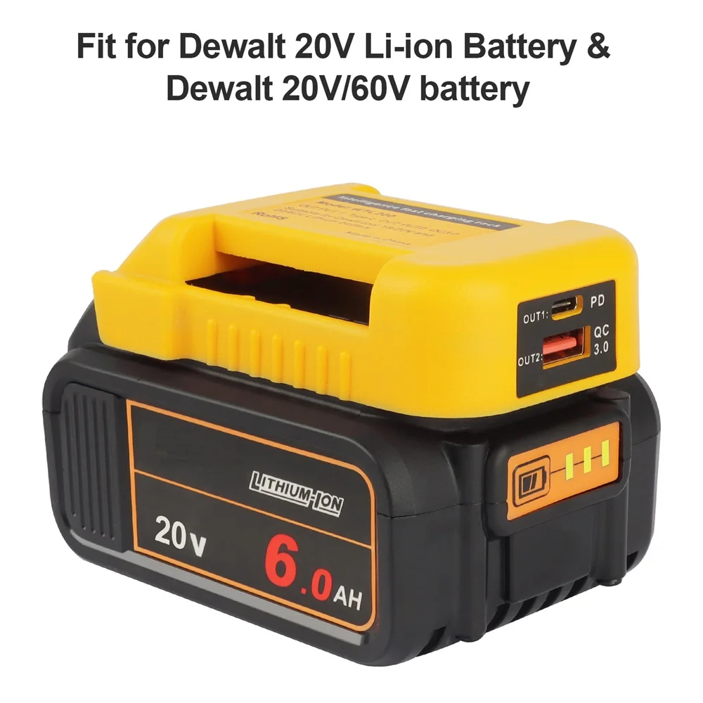 Li-ion Battery Belt Converter For Dewalt 18V 20V With USB And Type-C Clamp Fast Charger Rack Portable Battery Holder Adapter