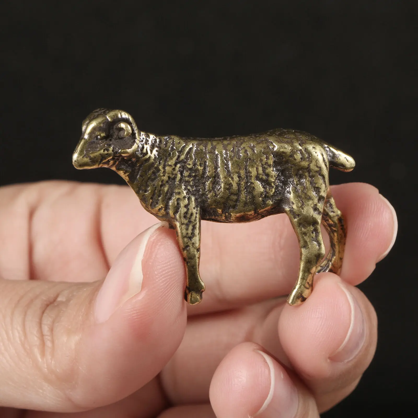 Brass Sheep Sculpt Animal Model Tabletop Display Ornaments Figurine Small Sculpture Home Decor