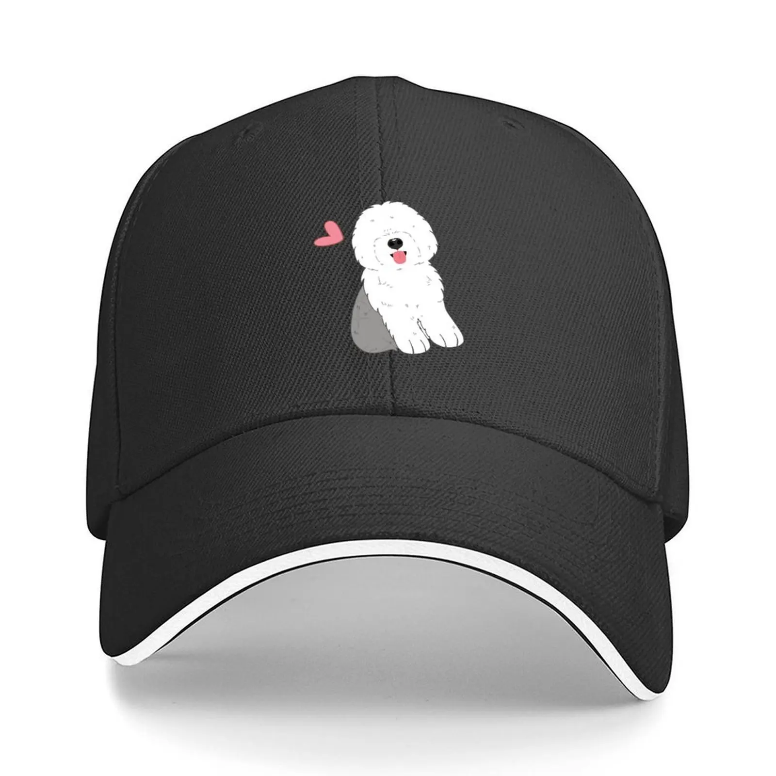 

Cute Grey Gray and White Old English Sheepdog Puppy Baseball Cap Sunscreen sun hat fishing hat Hat Baseball Cap Girl Men's