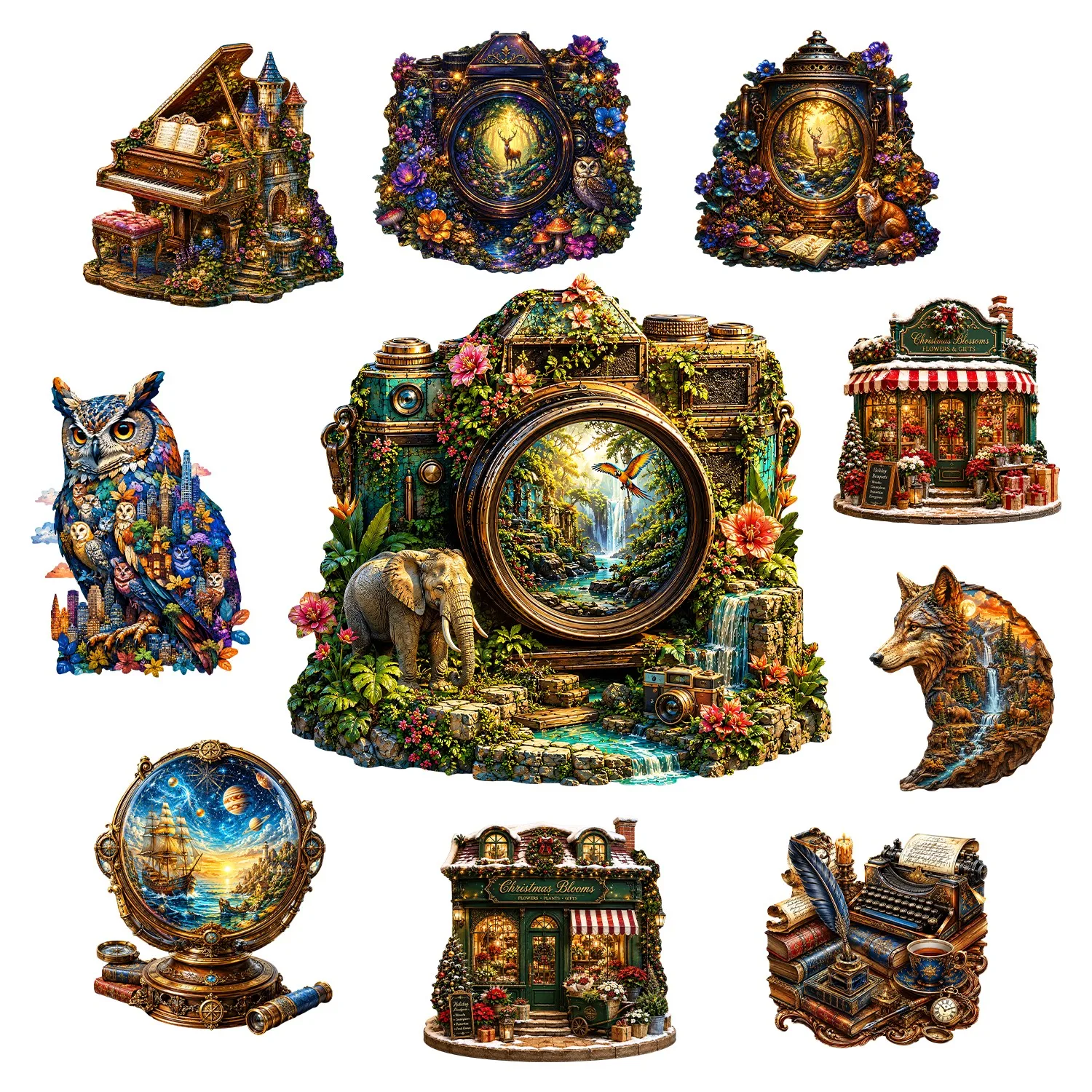 Vintage Clock Wooden Puzzle Educational Toy Animal Jigsaw Puzzle Brain Teaser Special Occasion Collectible Gift