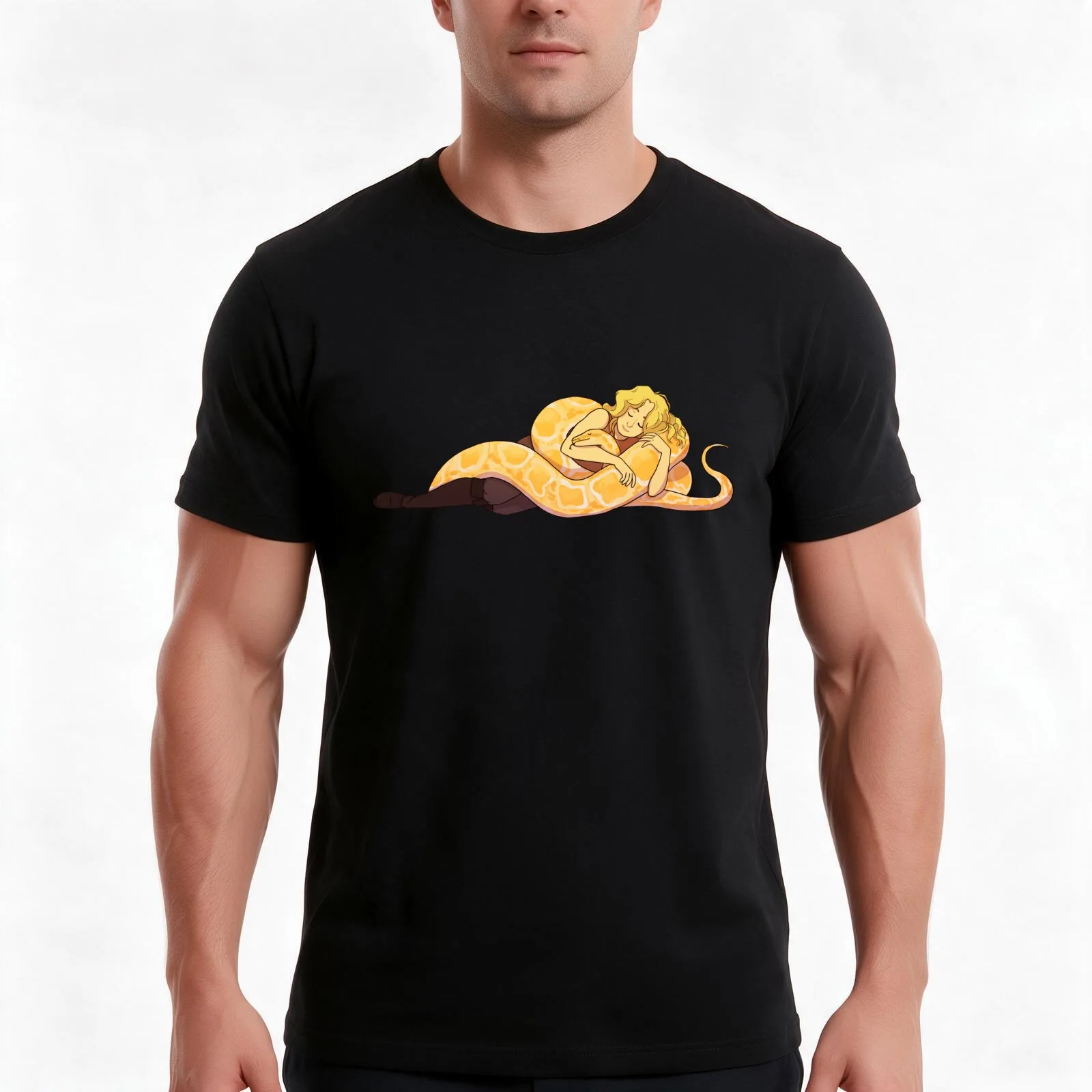 Snake Cuddles! T-Shirt Summer Casual Cotton Tee Oversized Streetwear Tops Vintage Graphic Print Loose Fit Short Sleeve