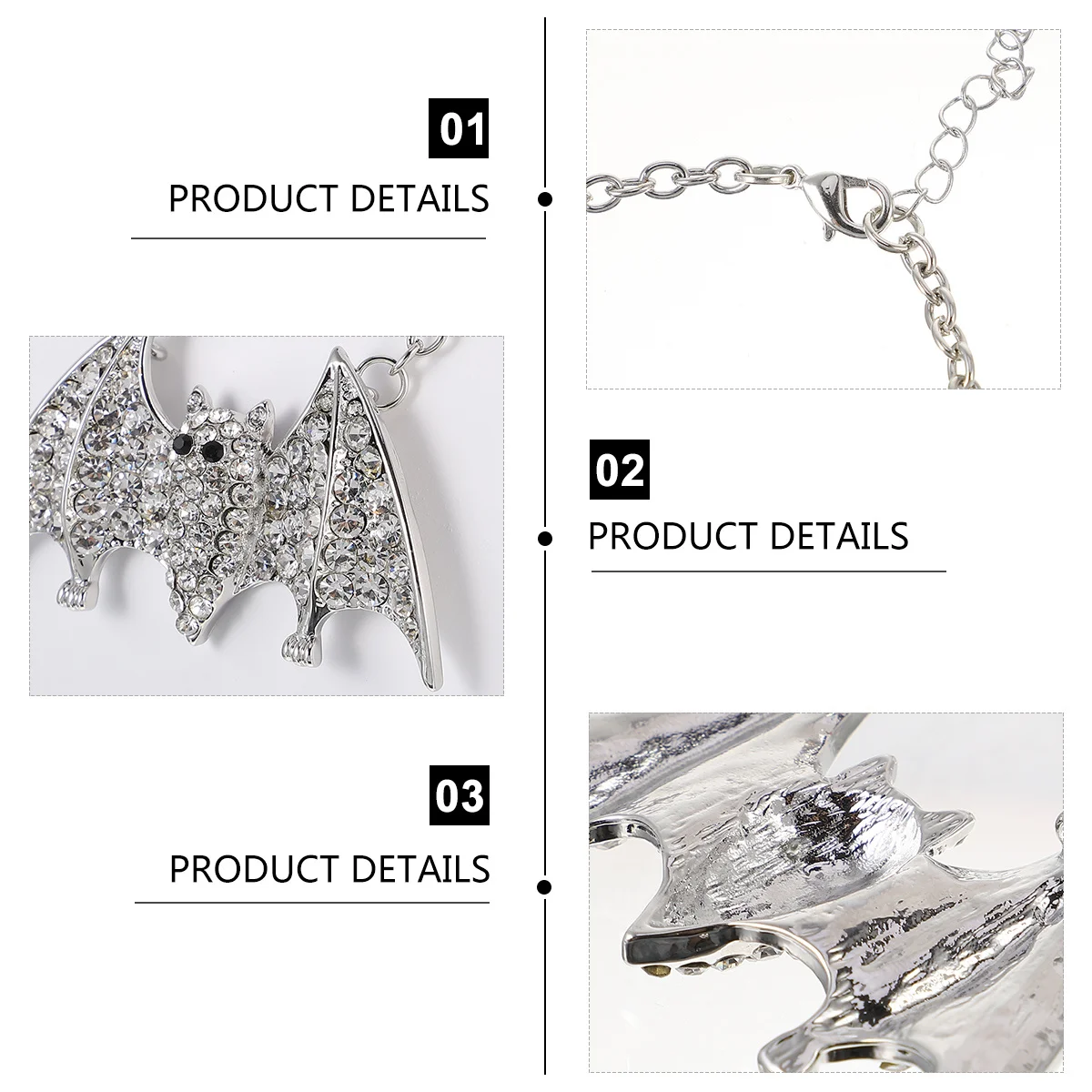 

1Pcs Bat Necklace Rhinestone Halloween Clavicle Chain Party Jewelry Women's Fashion Necklace Clavicle Chain for Halloween