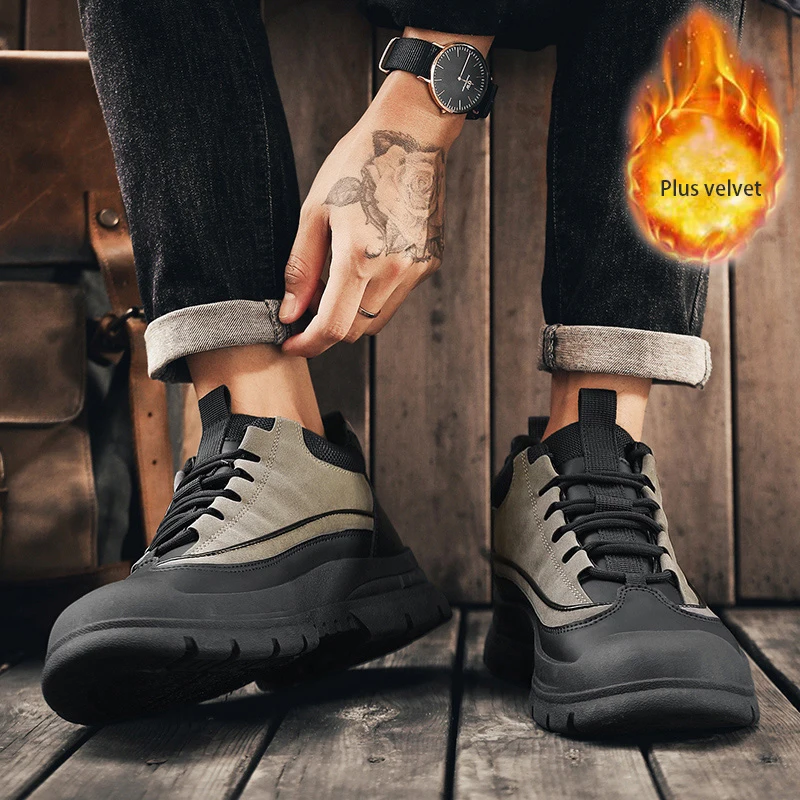 Popular men's shoes with thick velvet and casual sports shoes, hiking shoes