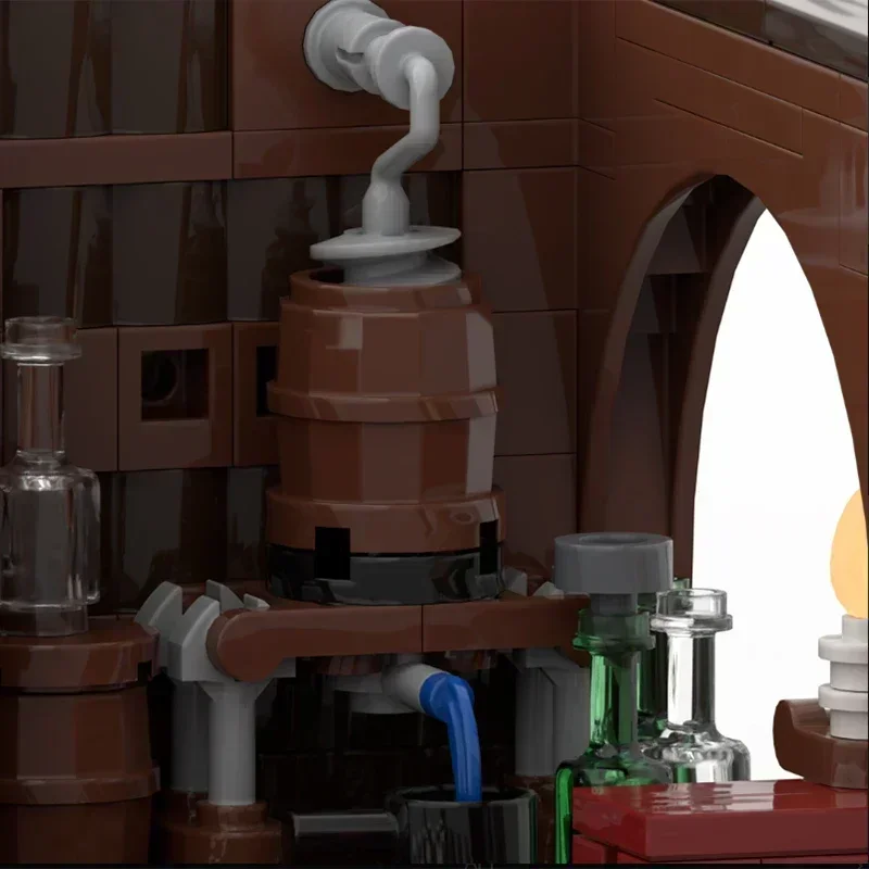 Briques de construction Moc Pirate Street View, modèle de distillerie de rhum, blocs modulaires, cadeaux, jouets de noël, ensembles de bricolage, assemblage