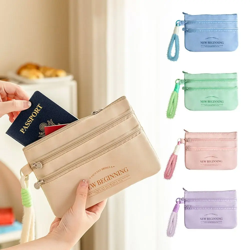 

Three Layer ID Storage Bag Oxford Cloth Portable ID Card Bag Multi Functional Waterproof Card Holder Handbag Passport ID Card