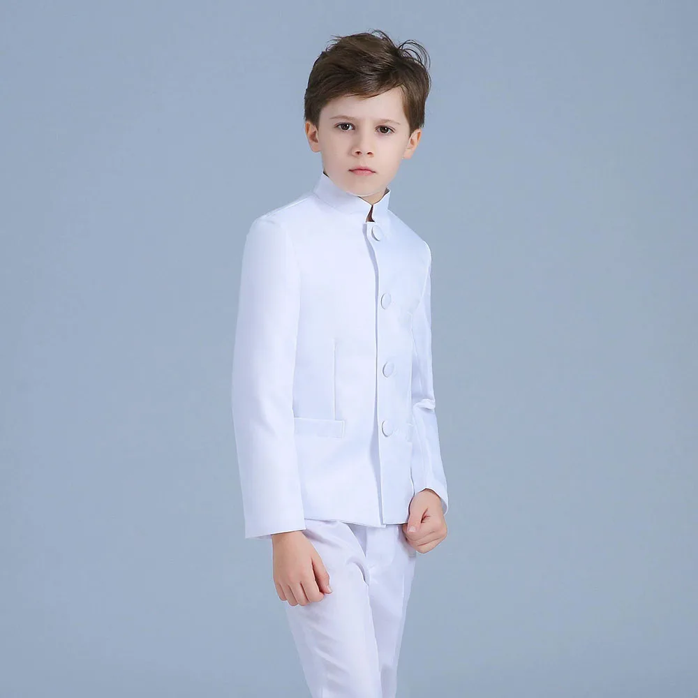 Boy Suits Fashion Stand Collar Single Breasted Outfits 2 Piece Formal Party Tuxedo Daily Casual Slim Children's Clothing