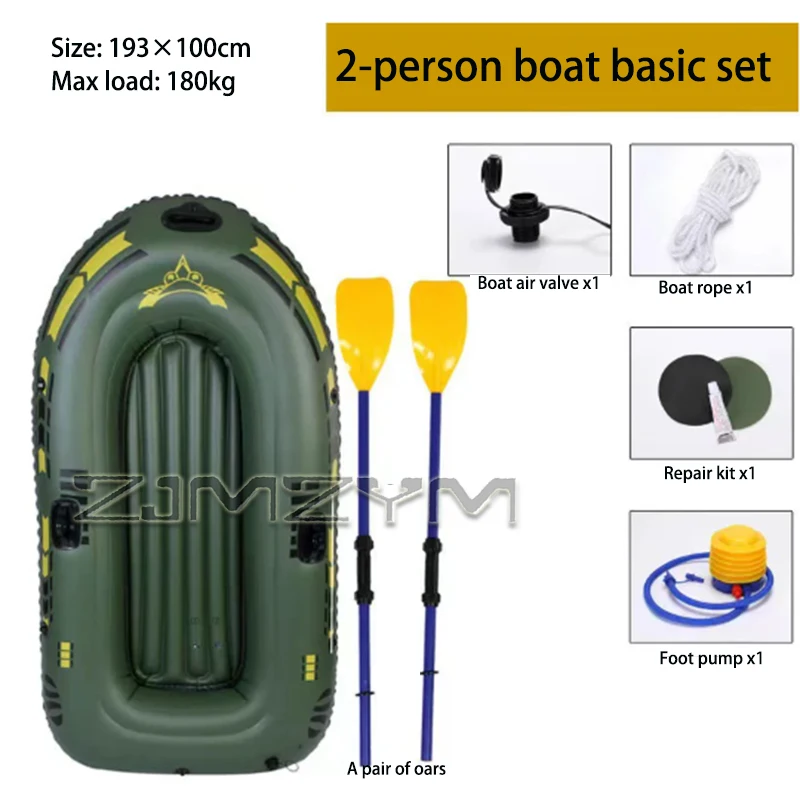 Kayak Inflable para 2 Personas, Resistente al Desgaste, Bote Portátil para Pesca, Recreación y Diversión Acuática en Lagos y Ríos
