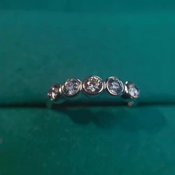 FullGray/Grey Moissanite Ring for Women S925 Sterling Silver with 18k White Gold Plated Diamond Wedding Bridal Band Fine Jewelry