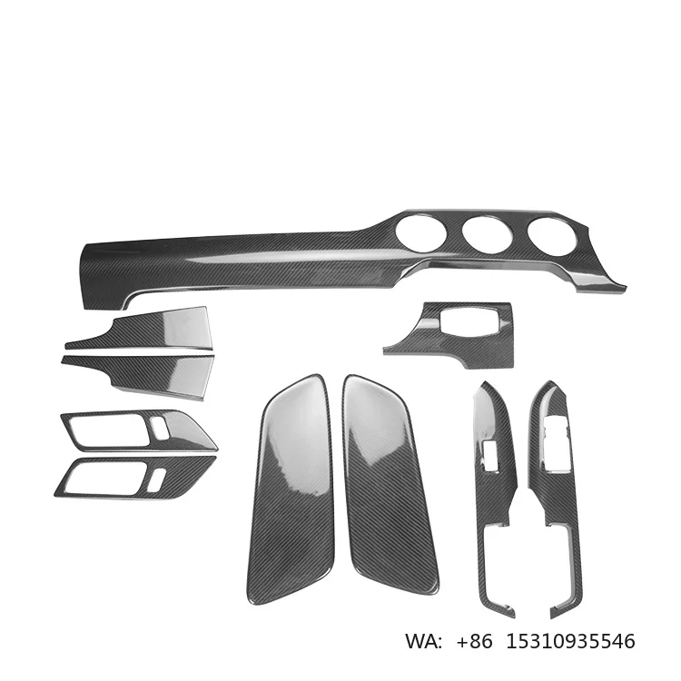 Carbon Fiber Interior Kits Dashboard Meter Bar Cover Center Console Trims Door Panel Trims for Mustang 2015+