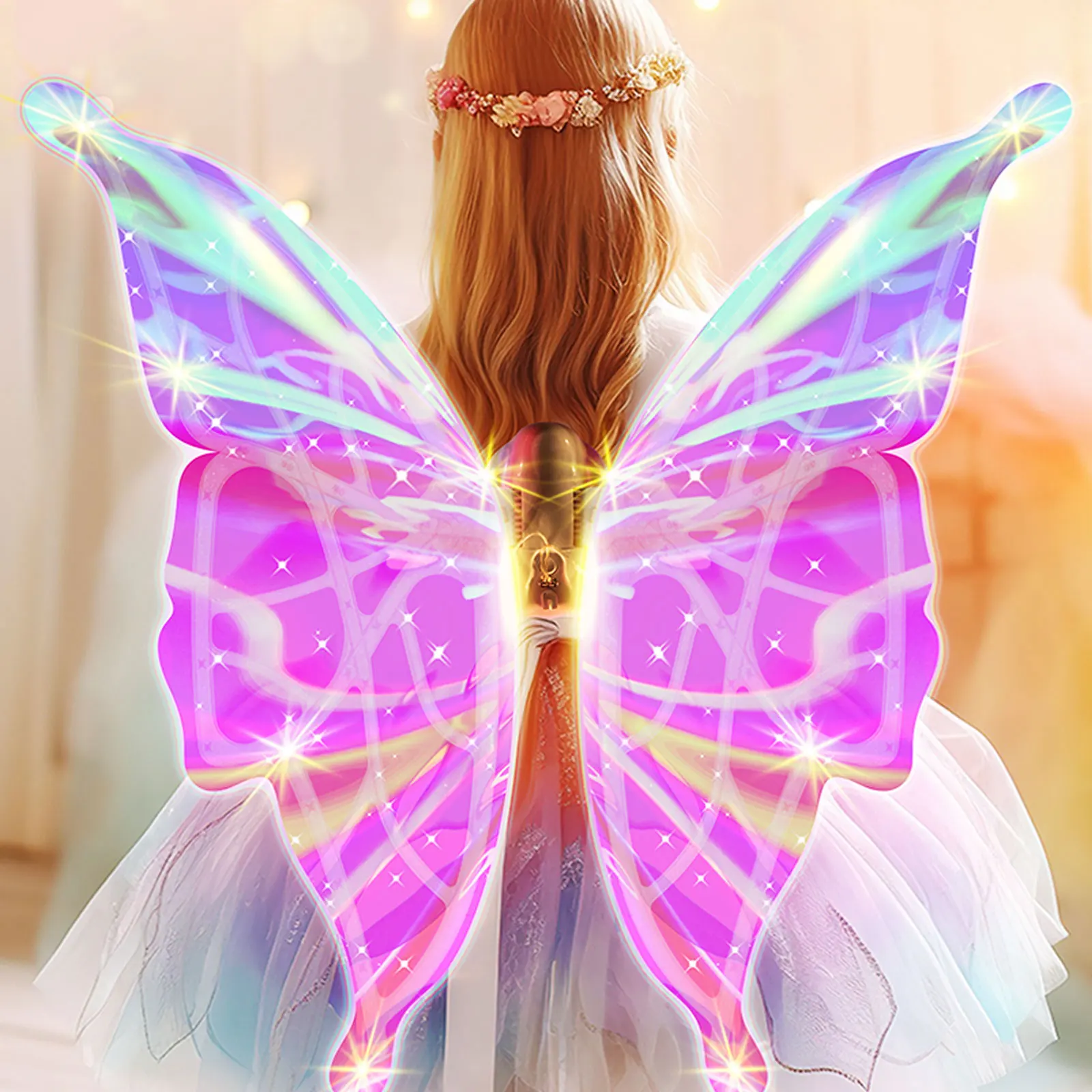 

Electric Butterfly Wings Moving Elf Wing with Light And Music Fairy Wings for Girls Luminous Butterfly Wings Dancing Stage Prop