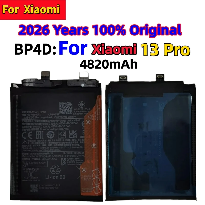 

2026 Years 100% Original 4820mAh BP4D Battery For Xiaomi Mi13 Pro 13 Pro replacement Batteries Fast shipping+Tools