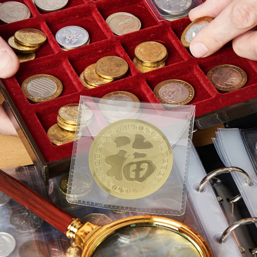 50 قطعة من حاملات الأكمام الشفافة للعملات المعدنية، واقي بلاستيكي شفاف لعملات التحدي التذكارية، عرض إغلاق آمن #2