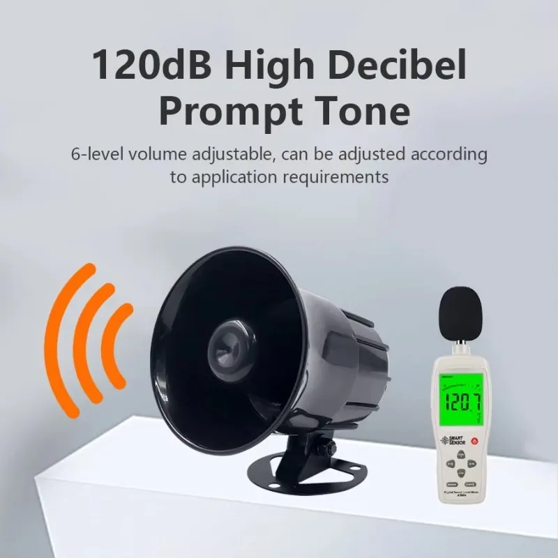 Programmable MP3 Sound Playback Siren Horn with Micro SD Card Industrial Safety Alarm for Forklift, Construction & Factory Use