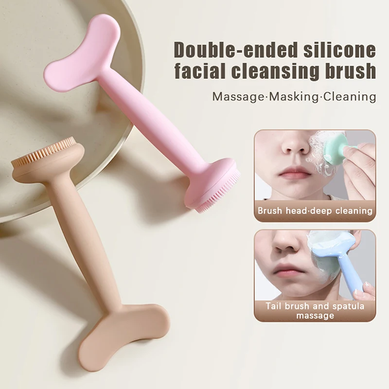 Double Head Silicone Facial Mask Brush Facial Massage Cleansing Brushes DIY Mud Film Scraper Facial Care Tool