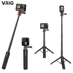 VRIG TP-08 Extendable Selfie Stick Tripod for GoPro Hero 12 11 10 9 8 7 6 5 4 Insta360 X3 One R Osmo Action Camera Accessories