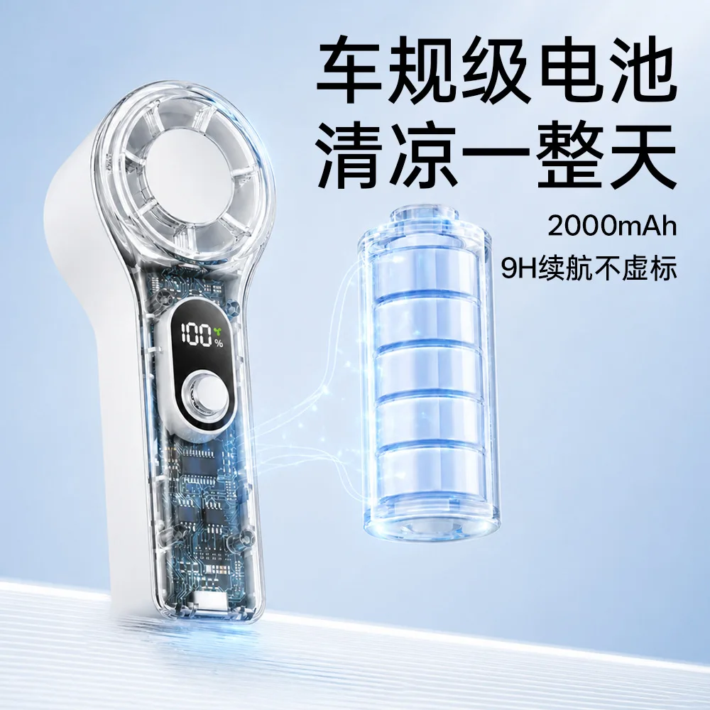 Colorful outdoor fan, highly attractive, transparent turbo USB charging, handheld mini mini fan with powerful performance