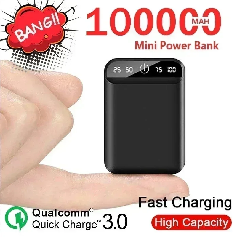 Batería externa de emergencia para exteriores, Mini banco de energía portátil de 100000mAh con puertos USB duales, Banco de energía para Xiaomi Samsung L