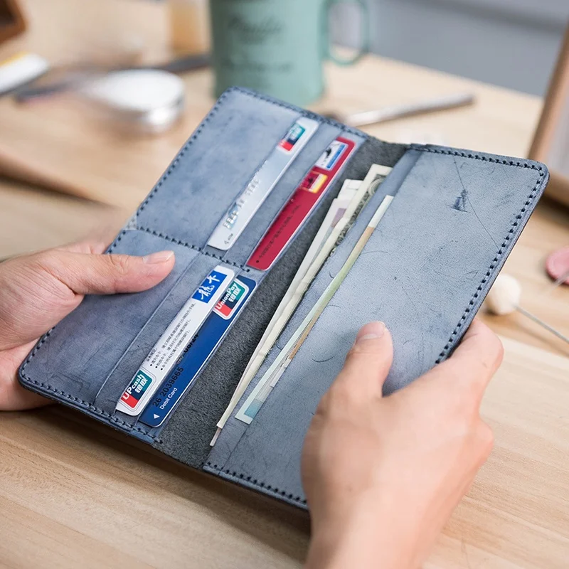 lanze-diy-material-kit-ultra-thin-long-mist-wax-leather-wallet-retro-simple-genuine-leather-wallet-handmade-stitching