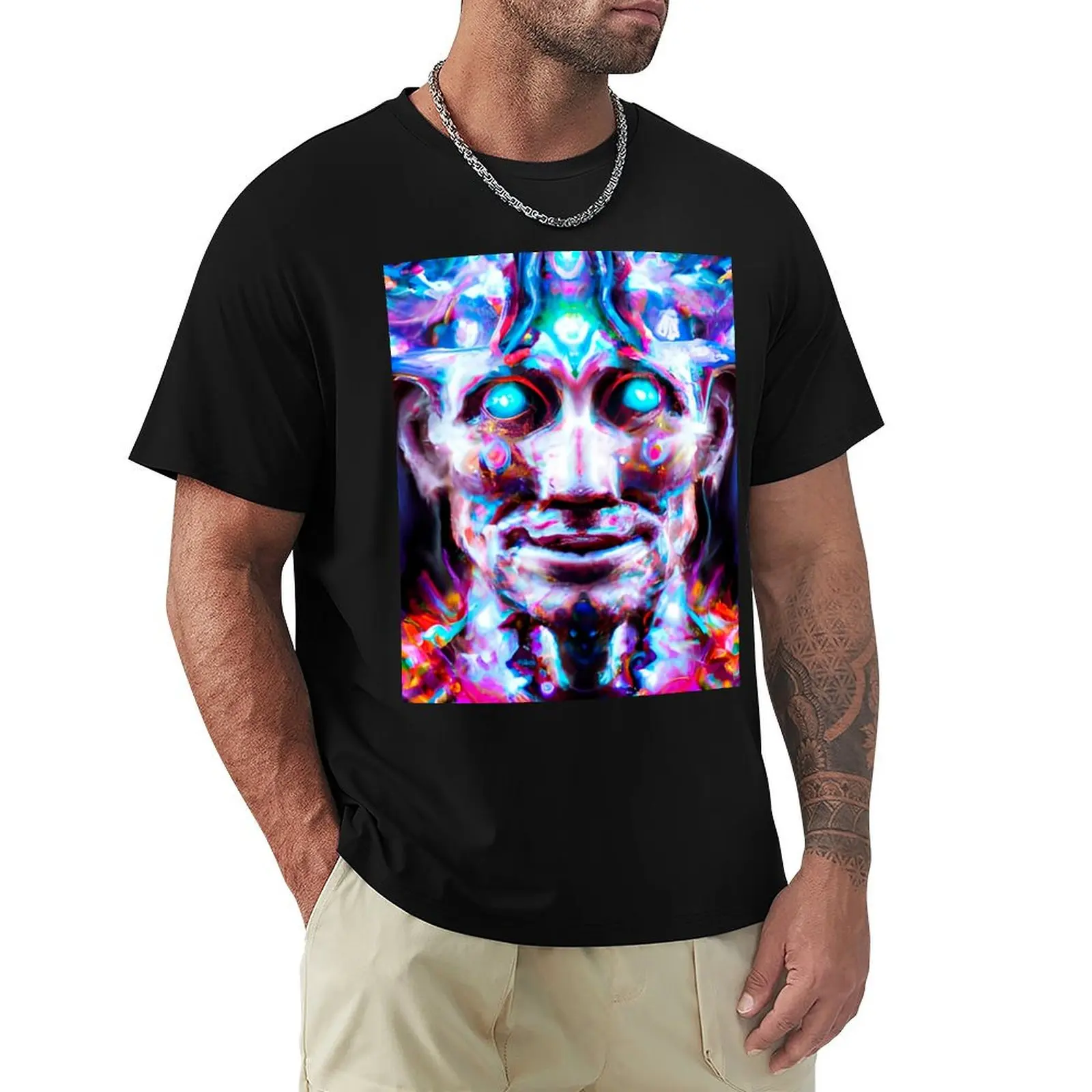 

Techno-Shaman (7) - Trippy Psychedelic Art T-Shirt basketball graphic tees shirts graphic vintage sweat mens fashion