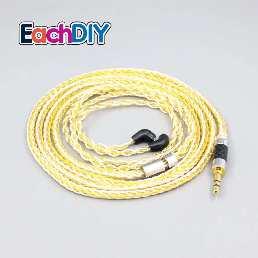 8 Core Silver Gold Plated Braided Earphone Cable For Etymotic ER4SR ER4XR ER3XR ER3SE ER2XR ER2SE LN007286