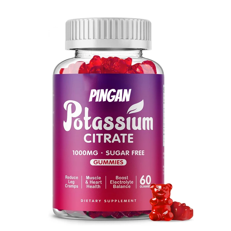 Potassiumcitrate1000mggummie, Potassiumsupplementfor Adults Andmen, Supporting Leg Spasms and Muscle Health, 60 Chewable Tablets