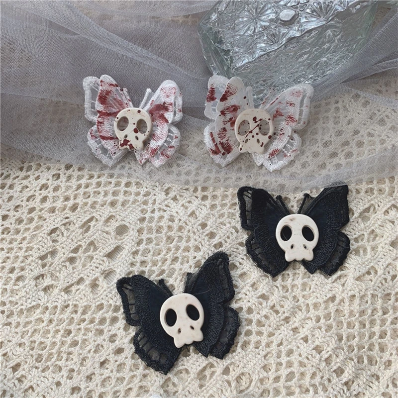 Gothic Steampunk Skull Head Hair Clip Hairpin Angel Butterfly Headdress Hair Accessories for Teenager