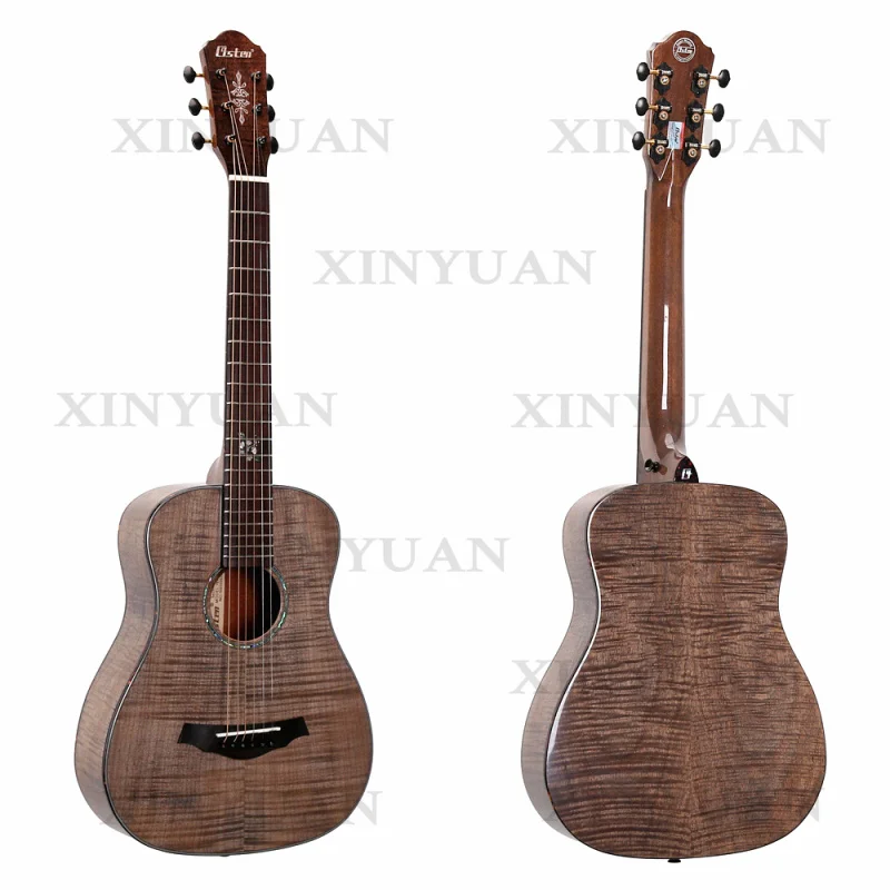 Acoustic Guitar, 34 Inch Professional 6-String Instrument Made of Solid Maple with Gloss Finish, Manufactured in China