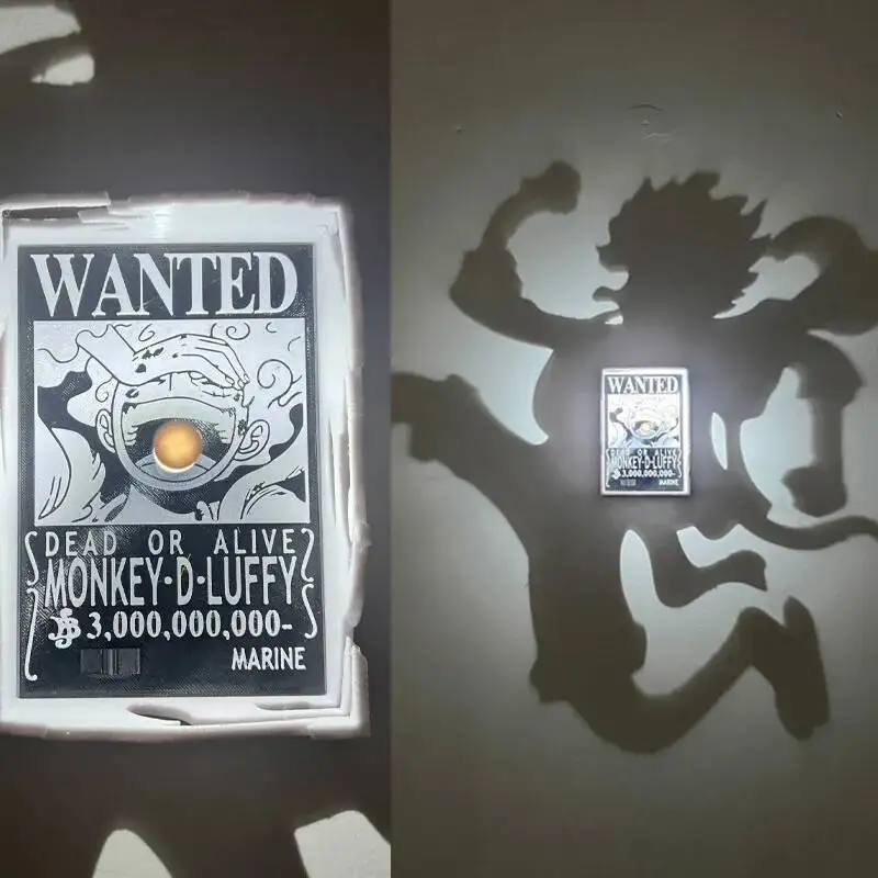 Luminária Projetora de Parede Anime One Piece Luffy Zoro Sanji - Decoração Criativa com Efeito de Sombra e Luz Noturna - Modelo Colecionável