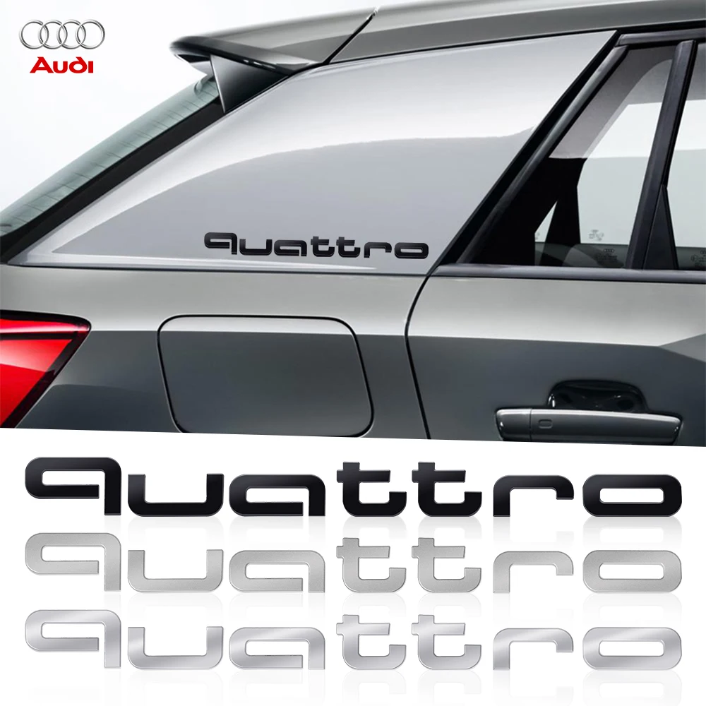 3D ABS Car Sticker Quattro Logo Letter Emblem Rear Trunk Decoration Badge Center Cover For Audi A4 s3 B7 C7 B9 B6 C6 A5 Q5 C5 A1