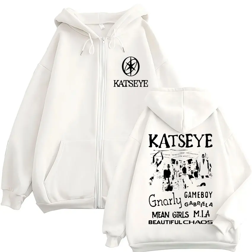 Bluzy z kapturem Kpop Katseye Beautiful Chaos, modne, vintage, koreańskie kardigany, bluzy polarowe, męskie i damskie, oversize'owe kurtki