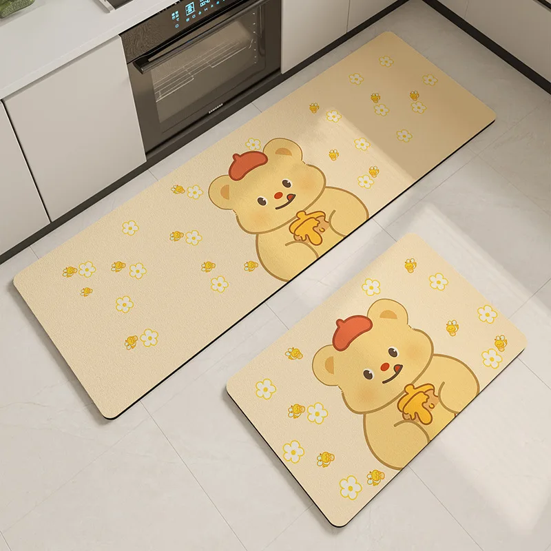 

Brown cartoon diatom mud kitchen floor mat non-slip and anti-fouling absorbent mat household floor mat