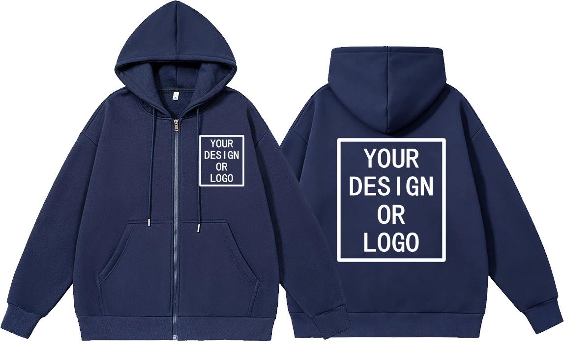 Custom Your Own Design Brand Logo/Picture Personalized Custom Men Women DIY Zipper Hoodies Sweatshirt Casual Hoody New Pullover