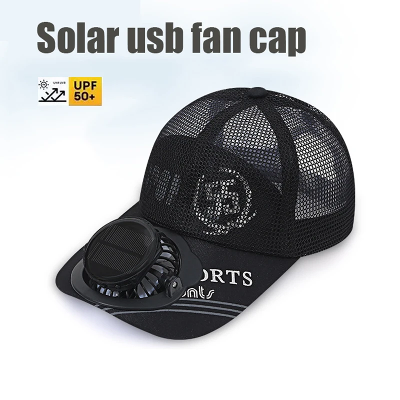 

2025 Solar Powered Fan Hat with Rechargeable Battery, Dual-Use Cooling Cap for Outdoor Fishing & Hiking, UV Sun Protection