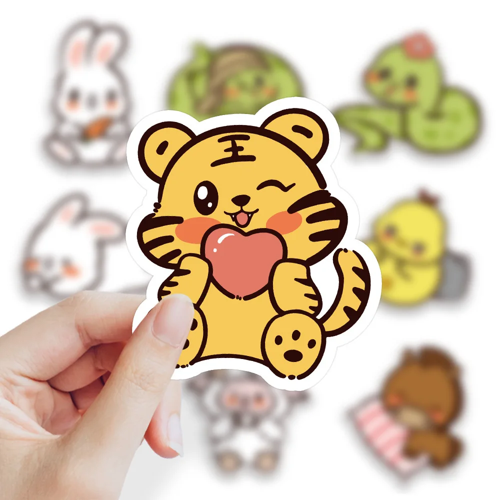 

10/30/60PCS Cartoon Animal Rabbit Tiger Sticker Cute Graffiti Decoration Refrigerator Phone Case Waterproof Decal Kids Toy