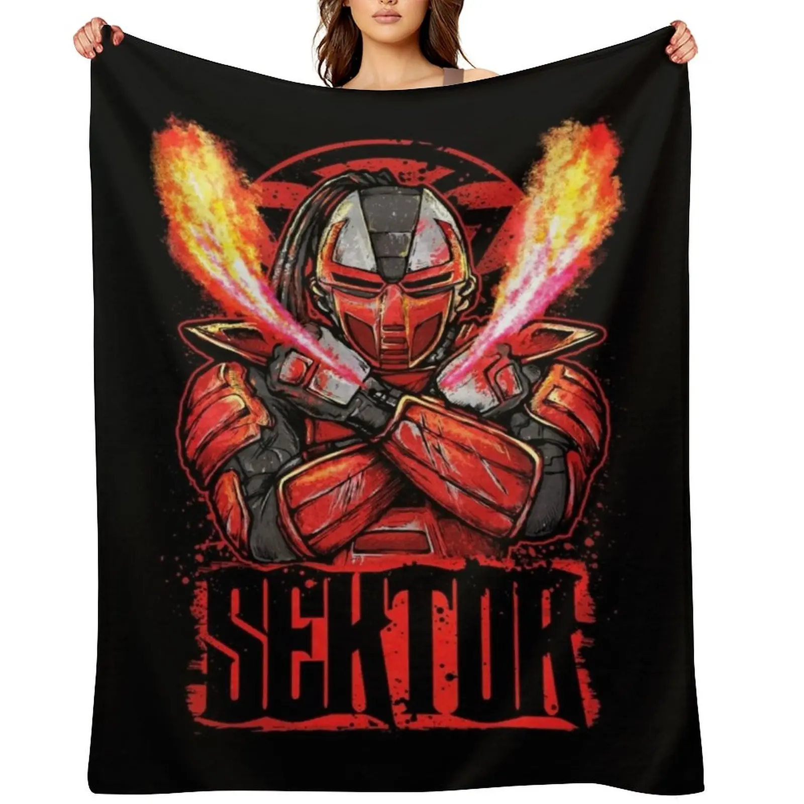 

Mortal Kombat Sektor on Fire Throw Blanket Picnic Soft Beds Bed Furrys Blankets