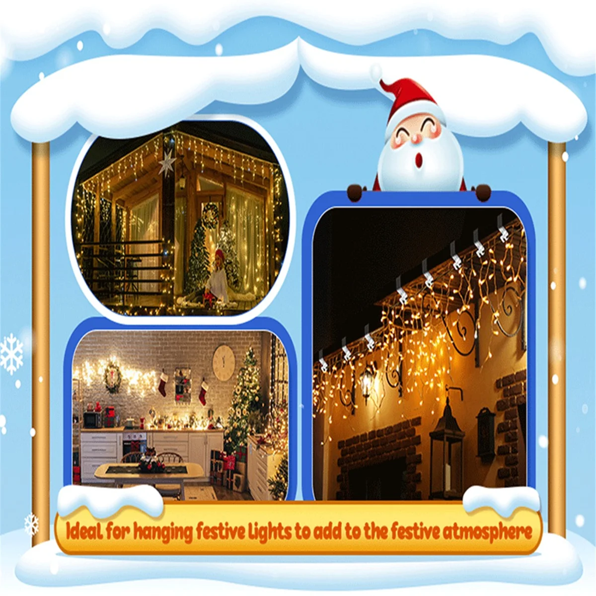 

50 Pcs Christmas Lights Gutter Hooks Holiday Lights Hooks Gutter Hangers for Xmas Lights Outside